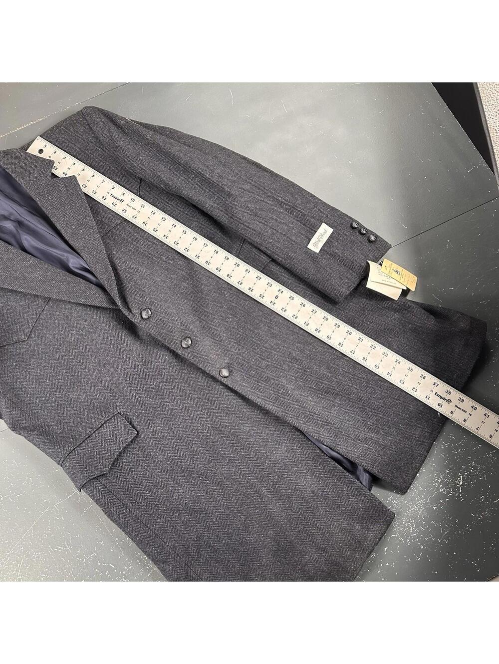 VTG Pagano West Coat Mens 48L Navy Blue Tweed All Wool Hickory Stripe NWT USA - Picture 6 of 12